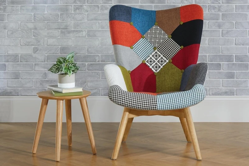 Image of Birlea Multi Coloured Armchair Birlea Sloane Easy Fireside Chair Scandinavian Patchwork Multi