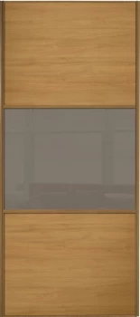 Image of Wickes Sliding Wardrobe Door Wideline Oak Panel and Cappuccino Glass - 2220 x 610mm