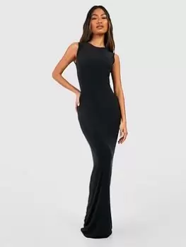 Image of Boohoo Premium Contour Slinky Sleeveless Maxi Dress - Black, Size 16, Women