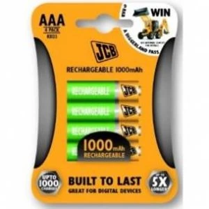 Image of JCB AAA Rechargable Batteries 4 Pack