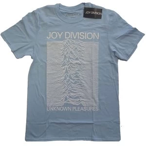 Image of Joy Division - Unknown Pleasures White On Blue Unisex Medium T-Shirt - Blue