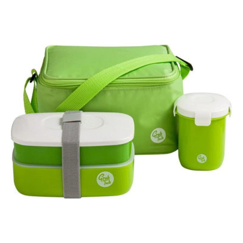 Image of Premier Housewares Organized Green 3PC Lunch Box, Leak Proof Tiffin Box, Comfortable Packed Lunch Box, Portable Lunch Container Green