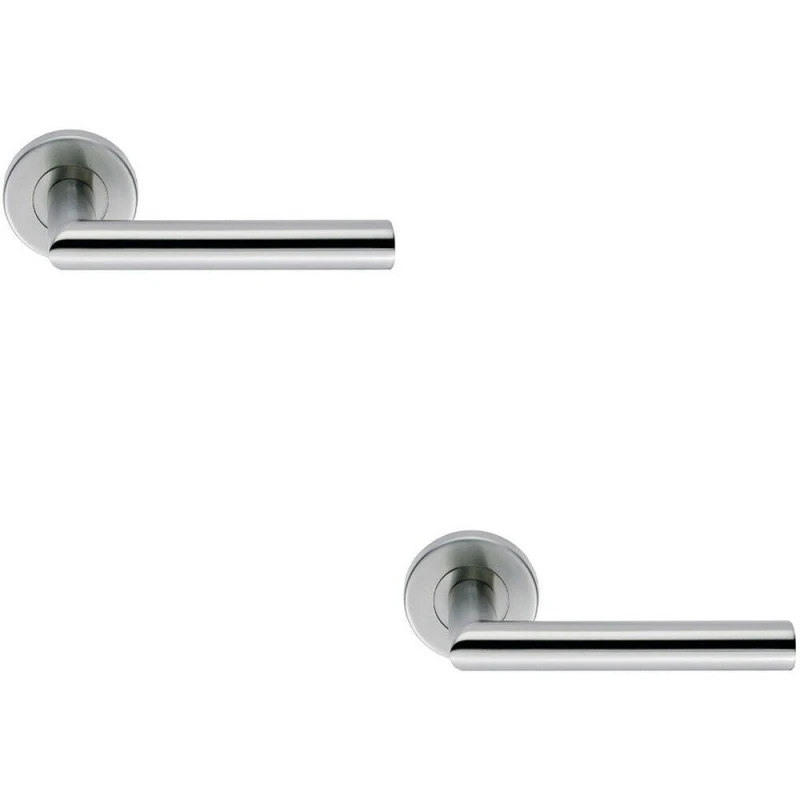 Image of Loops 2x PAIR Mitred Round Bar Handle Ringed Design Conceled Fix Satin Steel Metallics