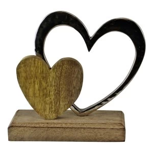 Image of Small Double Heart On Wooden Base Ornament
