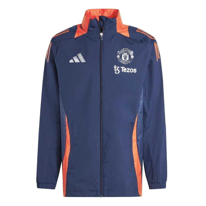 Image of adidas Mens Tiro 24 Manchester United Water Resistant 2024/25 Licensed Rain Anorak Nigh Indigo male L