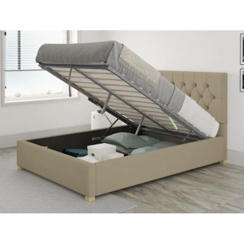 Image of Olivier Ottoman Upholstered Bed, Eire Linen, Natural - Ottoman Bed Size Small Double (120x190)