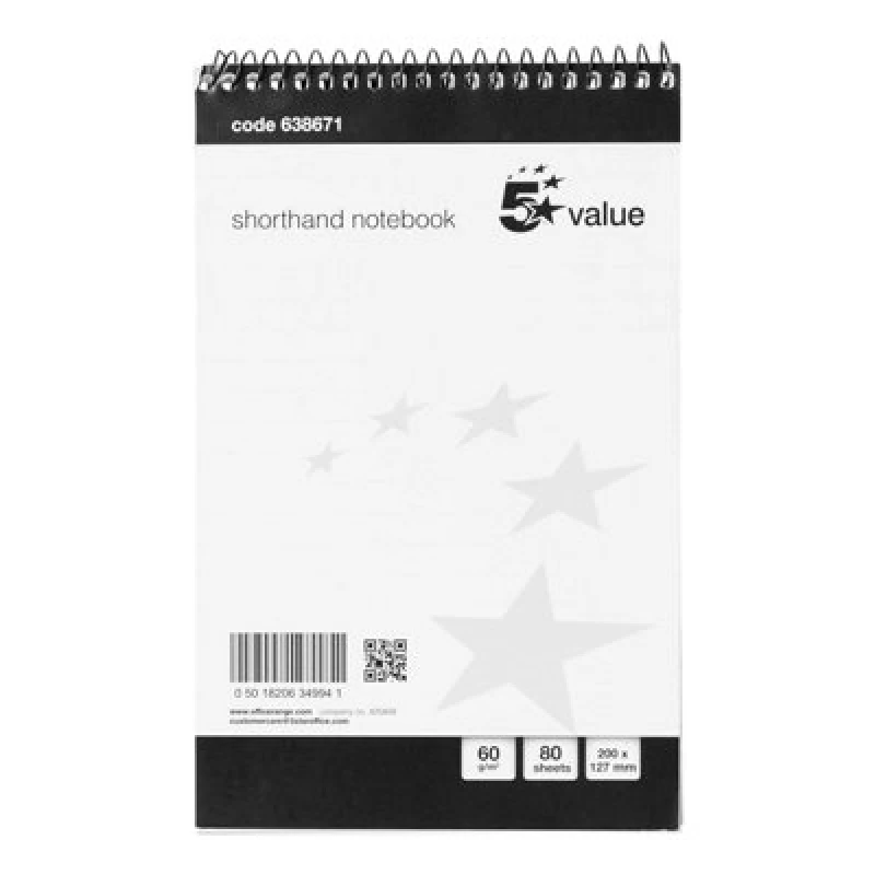 Image of Rhino 200 x 127 Shorthand Notepad 160 Page Feint Ruled 8mm (Pack...