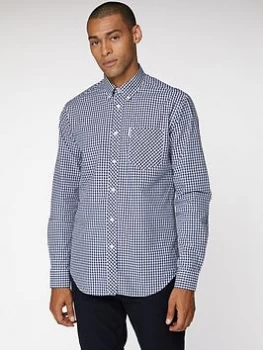 Image of Ben Sherman Gingham Shirt - Dark Blue, Size S, Men