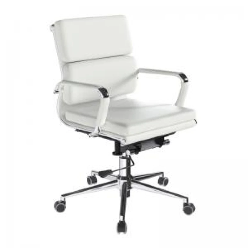 Image of Avanti Nautilus Designs Avanti Medium Back Bonded Leather Executive Office Chair With Individual Back Cushions and Fixed Arms White - BCL/5003/WH BCL/
