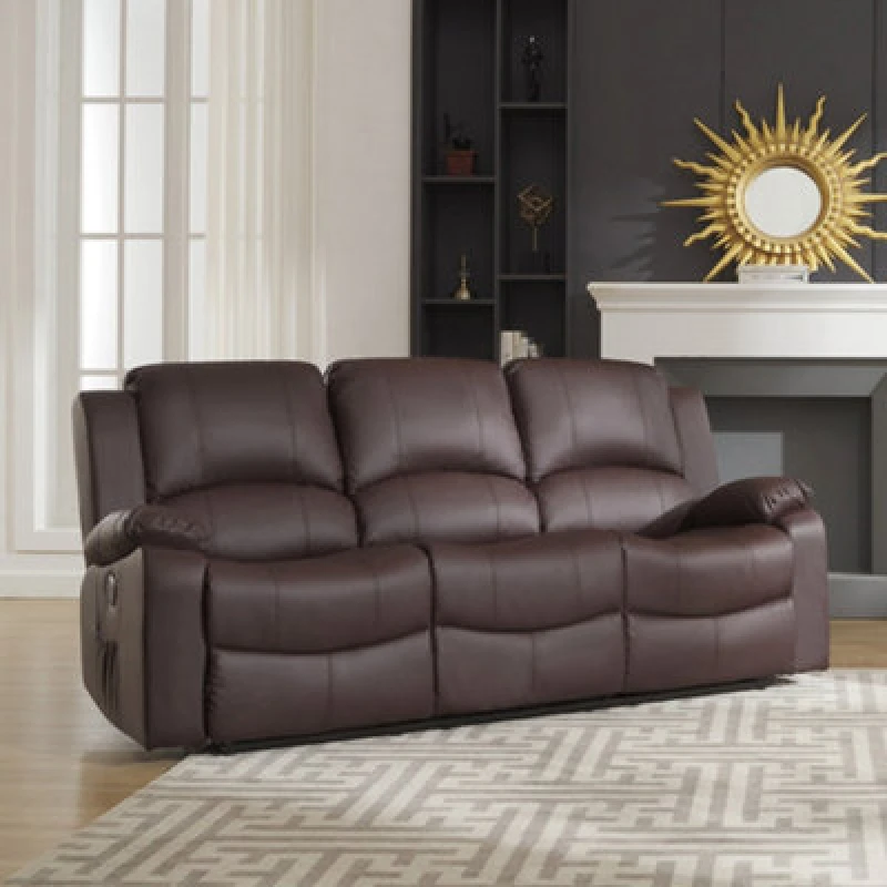 Image of Artemis Home Glendale 3 Seat Electric Reclining Sofa in Brown Brown Unisex