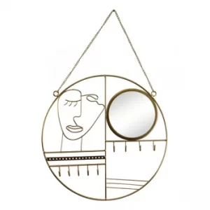 Image of Gold Metal Jewellery Hanger With Mirror