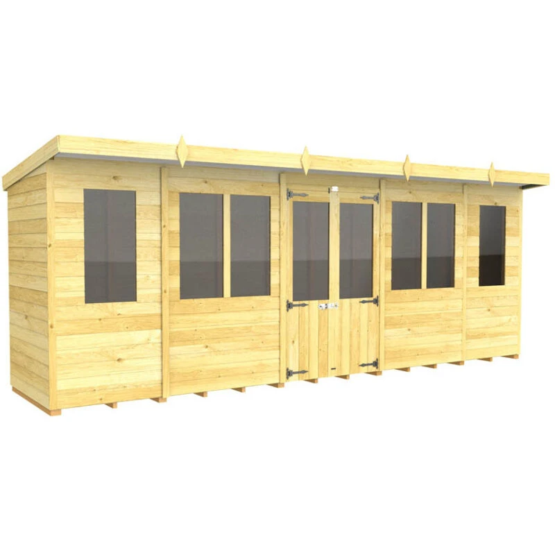 Image of Flat Pack Sheds DIY Sheds 18 x 4 Pent Summer House, Brown 18X4PSHFF
