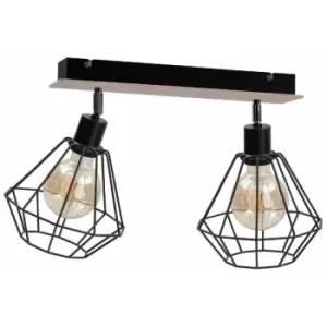 Image of Keter Atwood Twin Ceiling Spotlight Black, Wood, 53cm, 2x E27