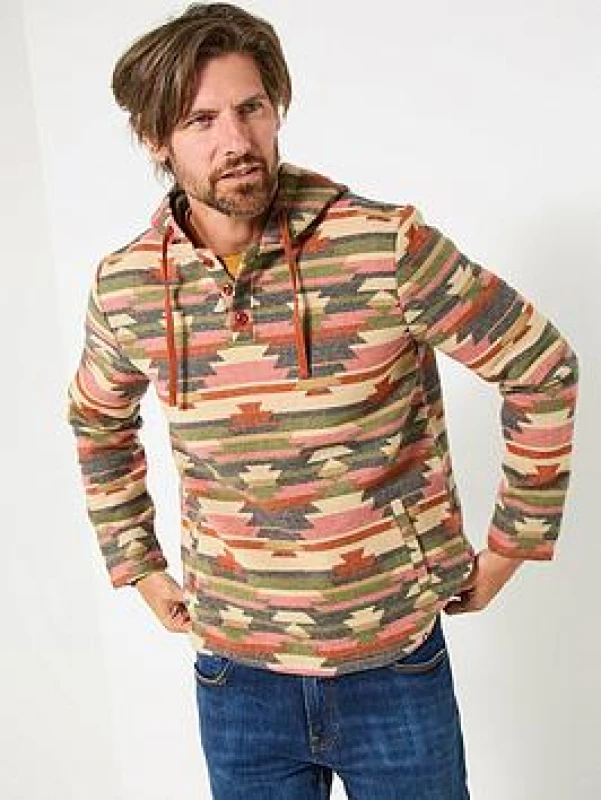 Image of Joe Browns Joe Browns Men Aztec Pattern Wonderful Woven Hoodie Size: X-Large Multi XL Male 5059953318026
