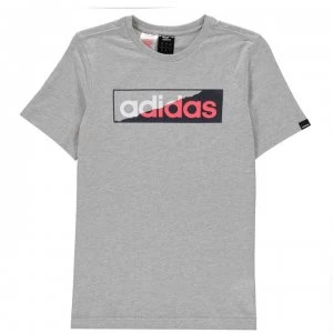 Image of adidas Ripped Linear QT T Shirt Junior Boys - Grey/Wht/Red