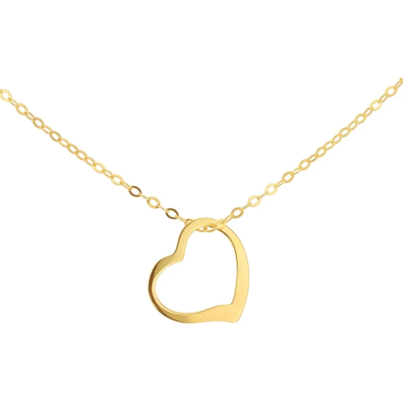 Image of Be You 9ct Gold Open Heart Necklace Yellow Gold female 18inch