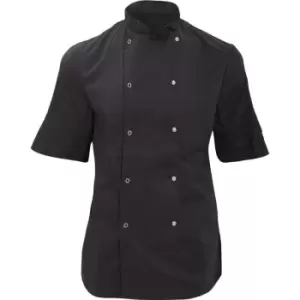 Image of Dennys Womens/Ladies Economy Short Sleeve Chefs Jacket / Chefswear (S) (Black) - Black