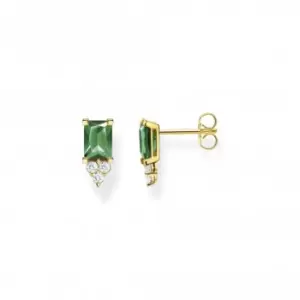 Image of Sterling Silver Gold Plated Green Stone Earrings H2173-971-6