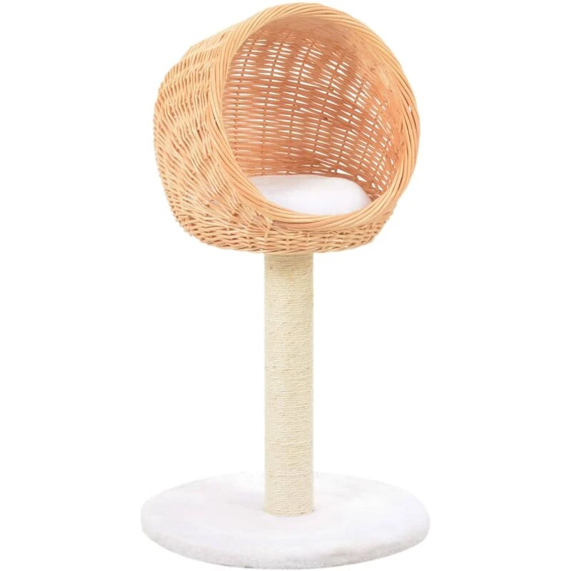 Image of vidaXL Cat Tree with Sisal Scratching Post Natural Willow Wood Kitty Tower