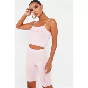 Image of I Saw It First Baby Pink Baby Girl Script Cycling Shorts - Pink