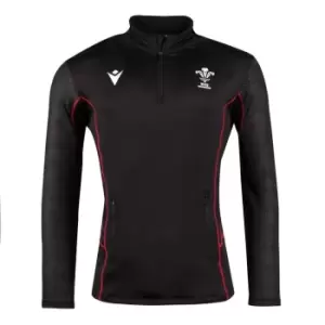 Image of Macron Wales 22/23 quarter Zip Top Mens - Black