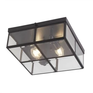 Image of 2 Light Semi Flush Matt Black, E14
