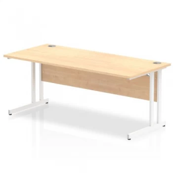 Image of Trexus Rectangular Desk White Cantilever Leg 1800x800mm Maple Ref