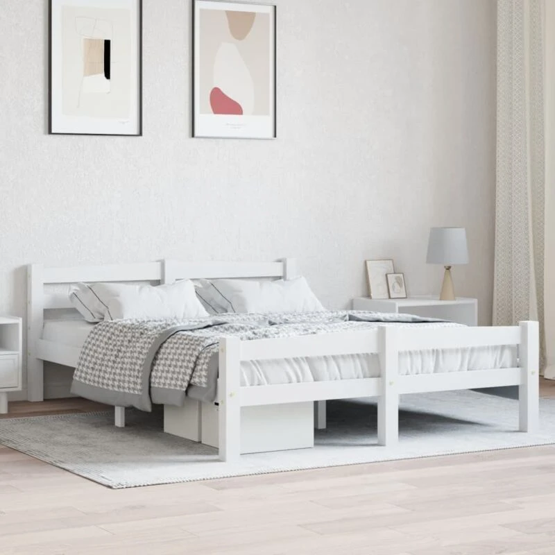 Image of VIDAXL Bed Frame without Mattress White Solid Pinewood 120x200cm Vidaxl 8720286327371