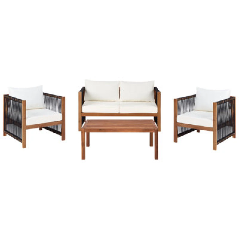 Image of Beliani Garden Lounge Set With Table 4 Seater Antria Acacia Wood Black