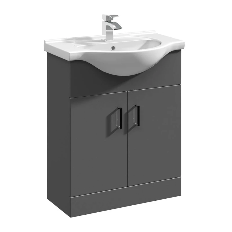 Image of Balterley Floor Standing Bathroom Vanity & Round Basin Unit 650mm, Dark Grey Dark Grey Unisex