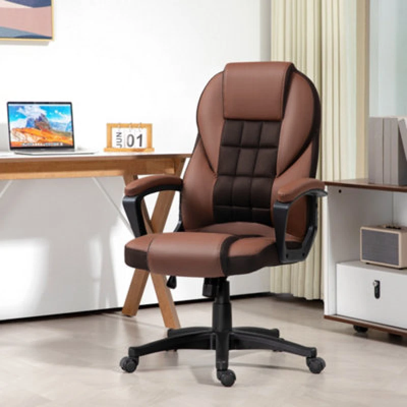 Image of HOMCOM HOMCOM Executive Office Chair High Back Computer Chair with Armrests Brown Brown One Size Unisex 5061025013753