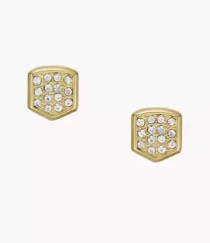 Image of Fossil Women Heritage Crest Gold-Tone Stainless Steel Stud Earrings