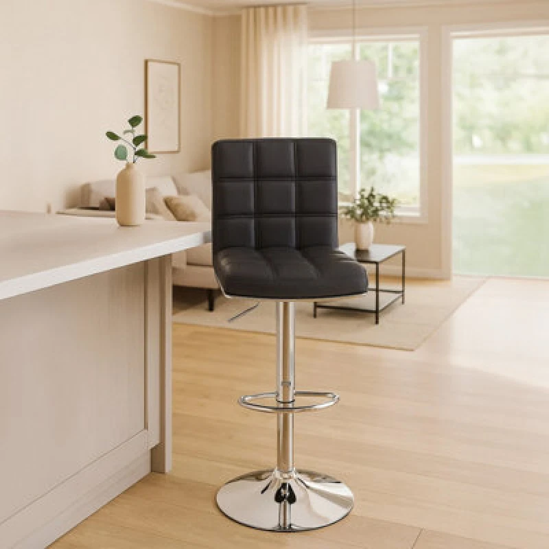 Image of Premier Housewares Interiors by Premier Tavor Faux Leather Bar Chair Grey