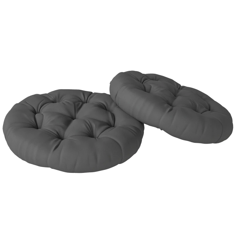 Image of Outsunny Outdoor Seat Cushions Set of 2, Tufted Round Chair Pads, Dark Grey 84G-608V70CG