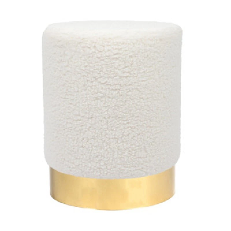 Image of Harbour Housewares Boucle Pouffe - Round Luxe Living Room Bedroom Dressing Table Accent Footstool - 29 X 36Cm