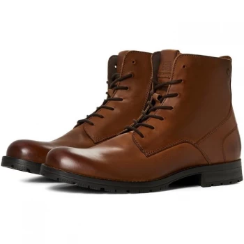 Image of Jack and Jones Leather Boots - Cognac