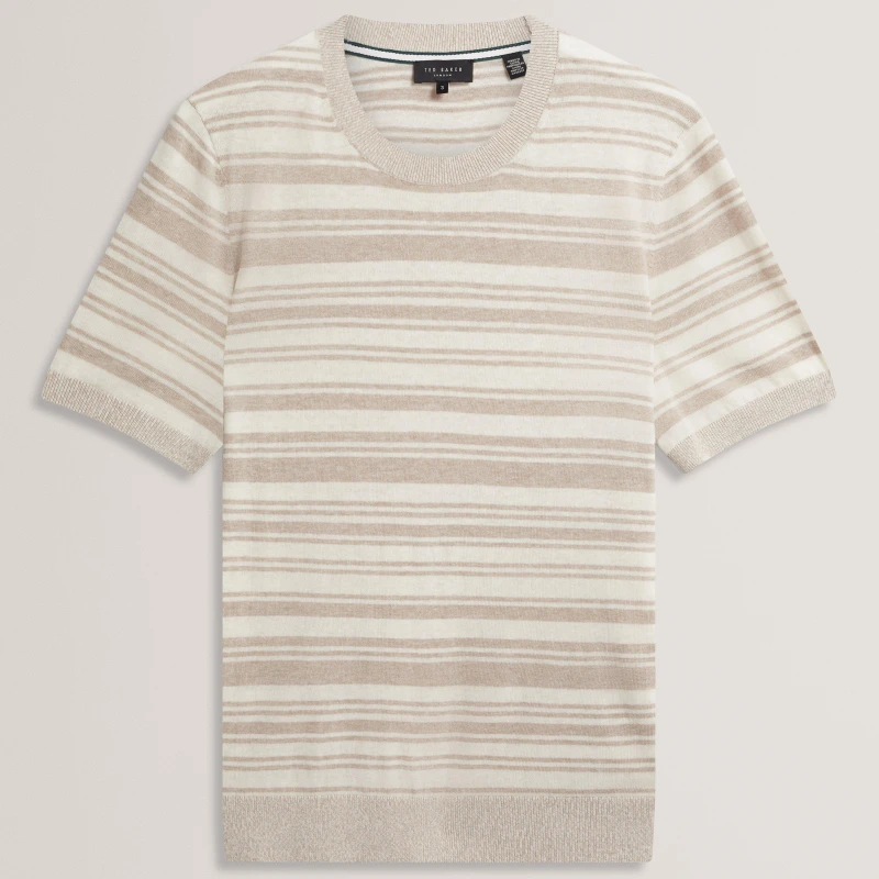 Image of Ted Baker Ted LinBlnd StrpKntT Sn62 Ecru male S (2)