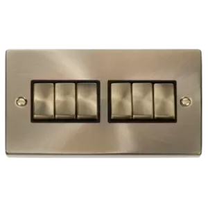 Image of Click Scolmore Deco Ingot 6 Gang 10AX 2 Way Plate Switch - VPAB416BK