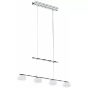 Image of Loops - Pendant Light Colour Chrome Shade White Glass Opal Matt Bulb LED 4x4.5W