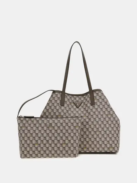 Image of Guess Vikky Geometric Maxi Shopper 14908429 Brown