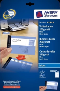 Image of Avery Business Cards Double Sided Matt C32015-25 (200 Cards)