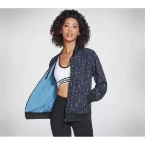 Image of Skechers Midnight Leopard Reversible Bomber - Blue