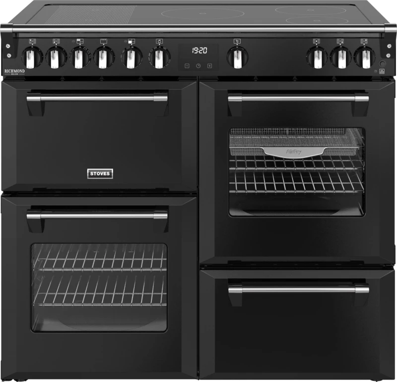 Image of Stoves Richmond Deluxe 100Ei RTY 100cm Electric Range Cooker with Induction Hob - Black - A/A/A Rated