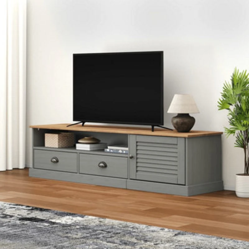Image of VIDAXL TV Cabinet vigo Grey 156x40x40cm Solid Wood Pine Vidaxl 8720845845889
