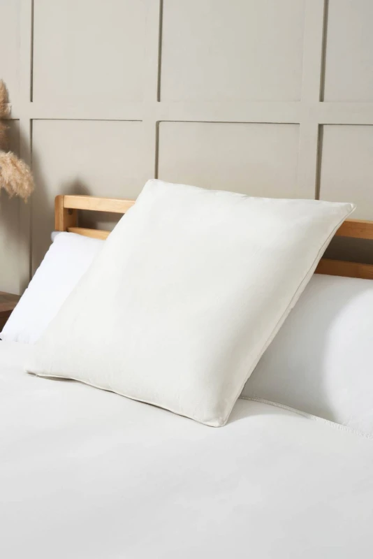 Image of BHS Large Velour Piped Cushion in Ecru Ecru Unisex