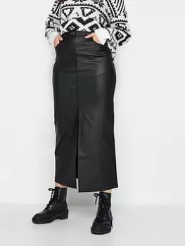 Image of Long Tall Sally Black Coated Midi Skirt, Black, Size 8, Women