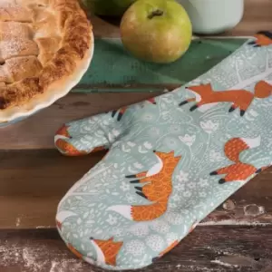 Image of Ulster Weavers Foraging Fox Single Oven Glove Blue, White and Orange