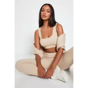Image of I Saw It First Square Neck Rib Crop Top - Brown