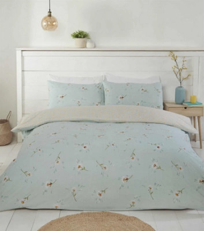 Image of Rapport Daisy Duck Egg Duvet Cover Set Flower Themed Single Bedding Set