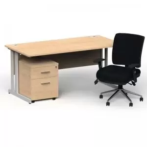Image of Impulse 1600800 Silver Cant Desk Maple 2 Dr Mobile Ped & Chiro